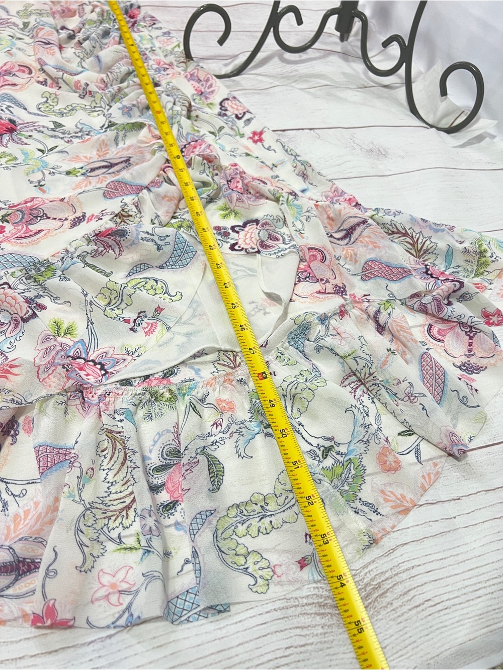 Cinq a Sept Sheila Floral Dress - 4 - Ruffle Trim Midi Shirred Wedding Party - Picture 14 of 15